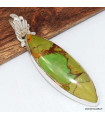 Pendentif turquoise verte cuivrée marquise authentique argent 925