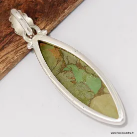 Pendentif marquise Turquoise verte cuivrée - Bijoux en Turquoise