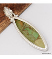 Pendentif turquoise verte cuivrée marquise authentique argent 925
