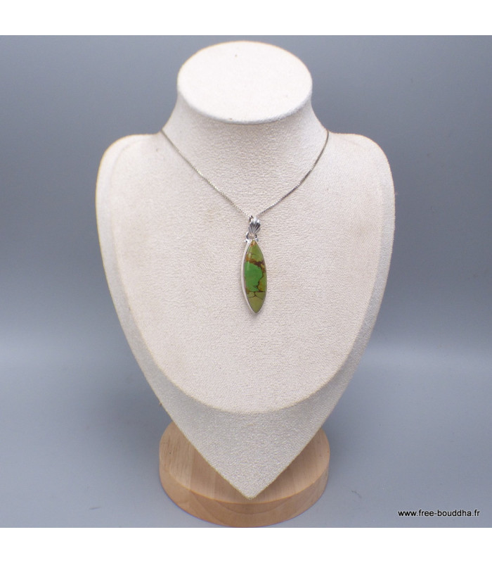 Pendentif marquise Turquoise verte cuivrée