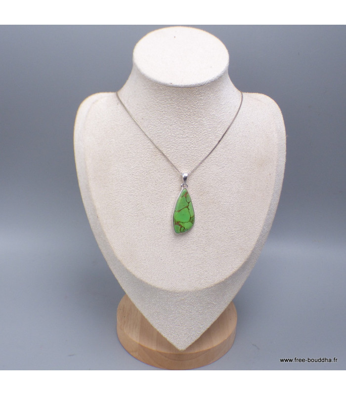 Pendentif Turquoise Mohave verte cuivrée