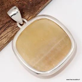 Pendentif Agate Jaune à bandes carré - Bijoux en Agate