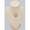 Agate Jaune – Pendentif carré à bandes en argent 925, bijou solaire