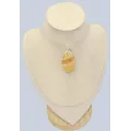 Gros Pendentif Agate Jaune à bandes oval - Bijoux en Agate