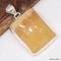 Agate Jaune – Pendentif rectangulaire à bandes en argent 925