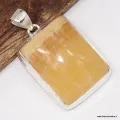 Pendentif Pierre naturelle Agate Jaune à bandes rectangulaire - Bijoux en Agate