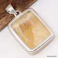 Pendentif Pierre naturelle Agate Jaune à bandes rectangulaire - Bijoux en Agate
