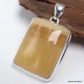 Pendentif Pierre naturelle Agate Jaune à bandes rectangulaire - Bijoux en Agate