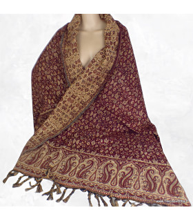 Grand châle de méditation 100 x 200 marron prune