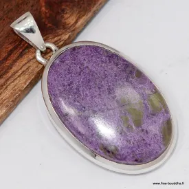 Pendentif Stichtite oval argent 925 - Pendentifs pierres naturelles