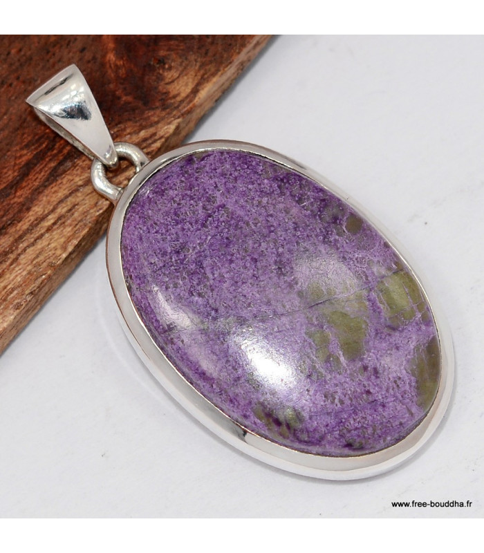 Pendentif Stichtite oval argent 925