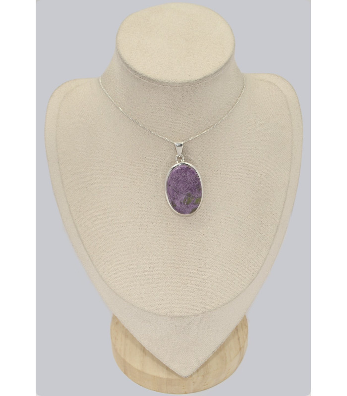Pendentif Stichtite oval argent 925