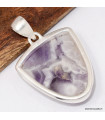 Améthyste à bandes certifiée – Pendentif semi-ovale en argent 925