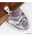 Améthyste à bandes certifiée – Pendentif semi-ovale en argent 925