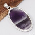 Améthyste à bandes certifiée – Pendentif en argent 925 naturel