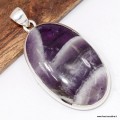 Améthyste à bandes certifiée – Pendentif en argent 925 naturel