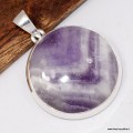 Améthyste à bandes certifiée – Pendentif rond en argent 925