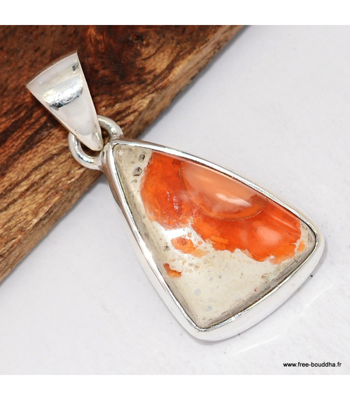 Pendentif Opale de feu sur roche-mère pierre naturelle véritable