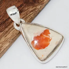 Pendentif argent Opale de feu triangulaire - Pendentifs pierres naturelles
