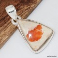 Pendentif Opale de feu triangulaire véritable argent 925