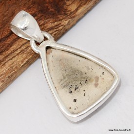 Pendentif Opale de feu triangulaire véritable argent 925