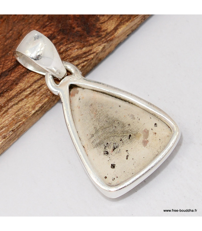 Pendentif Opale de feu triangulaire véritable argent 925