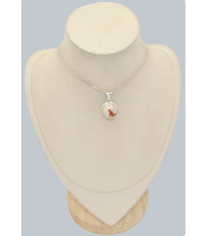 Pendentif Opale de feu ronde pierre naturelle véritable