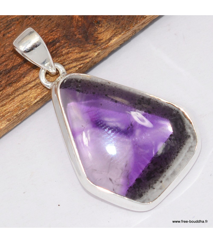 Authentique Auralite 23, pendentif pierre naturelle argent
