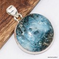 Pendentif Glacierite Nakaurite certifié rond argent 925 poinçonné
