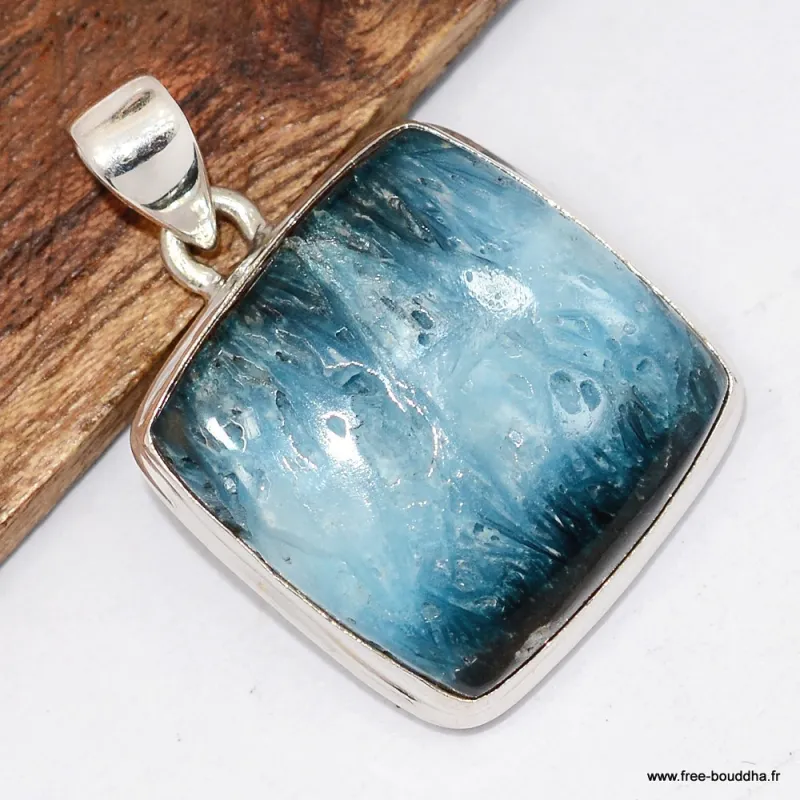 Pendentif carré en Nakaurite Glacierite blue ice - Pendentifs pierres naturelles