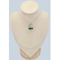 Pendentif Glacierite Blue Ice carré authentique et Argent 925