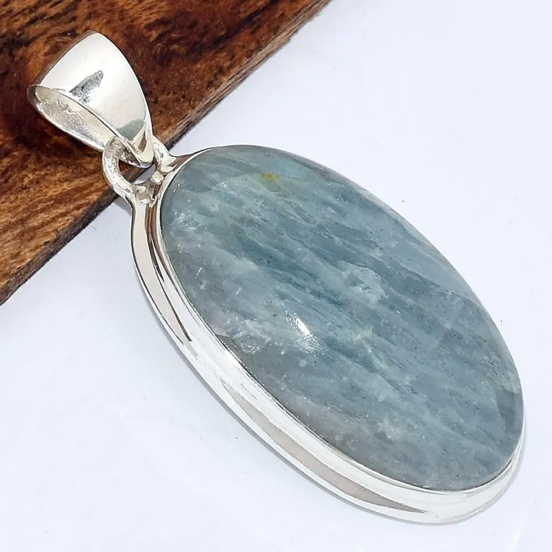 Pendentif oval en Aigue-marine cabochon - Bijoux en Aigue-marine
