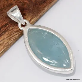 Pendentif Pierre naturelle en Aigue-marine cabochon - Bijoux en Aigue-marine