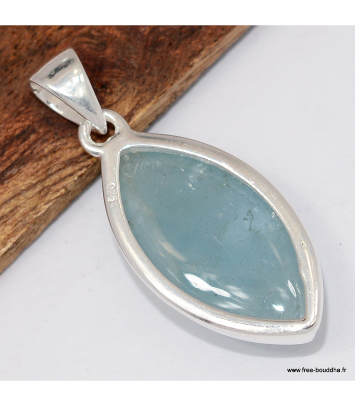 Pendentif Pierre naturelle en Aigue-marine cabochon