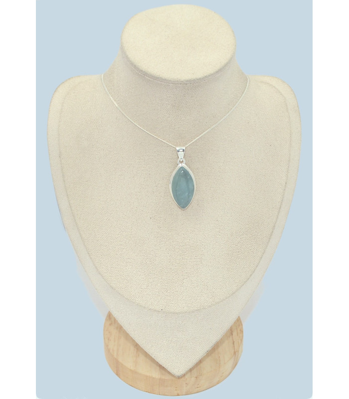 Pendentif Pierre naturelle en Aigue-marine cabochon