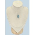 Pendentif Aigue-marine cabochon marquise véritable certifiée argent 925