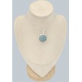 Pendentif aigue‑marine véritable cabochon argent 925