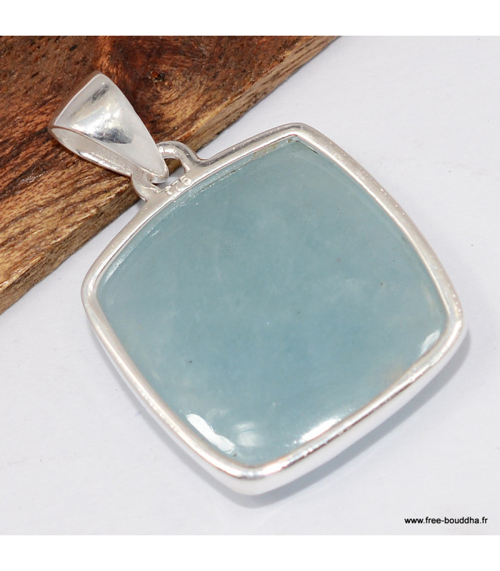 Pendentif pierre naturelle Aigue-marine cabochon
