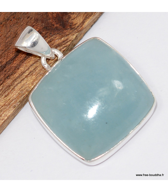 Pendentif pierre naturelle Aigue-marine cabochon