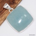 Pendentif Aigue-marine cabochon authentique certifié argent 925