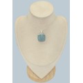 Pendentif Aigue-marine cabochon authentique certifié argent 925