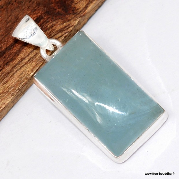 Pendentif Aigue-marine argent 925, pierre naturelle authentique
