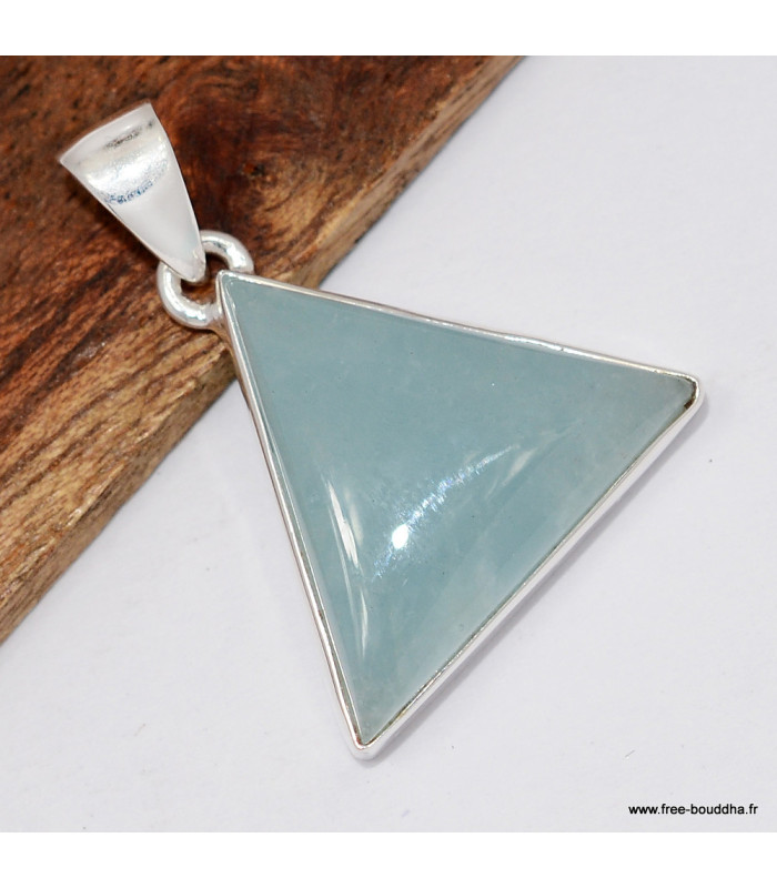 Pendentif triangulaire en Aigue-marine naturelle