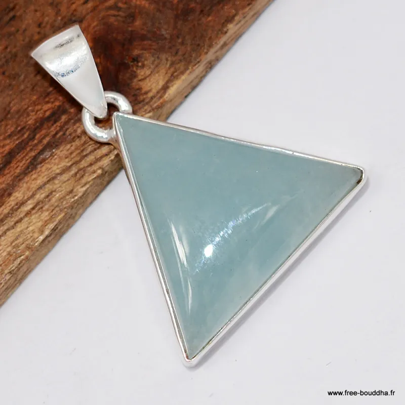 Pendentif triangulaire en Aigue-marine naturelle - Bijoux en Aigue-marine
