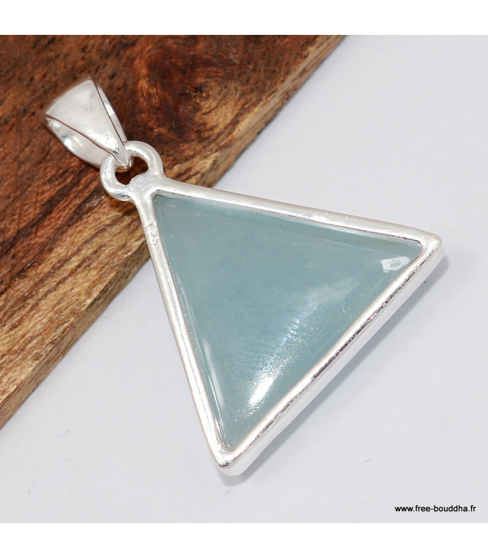 Pendentif triangulaire en Aigue-marine naturelle