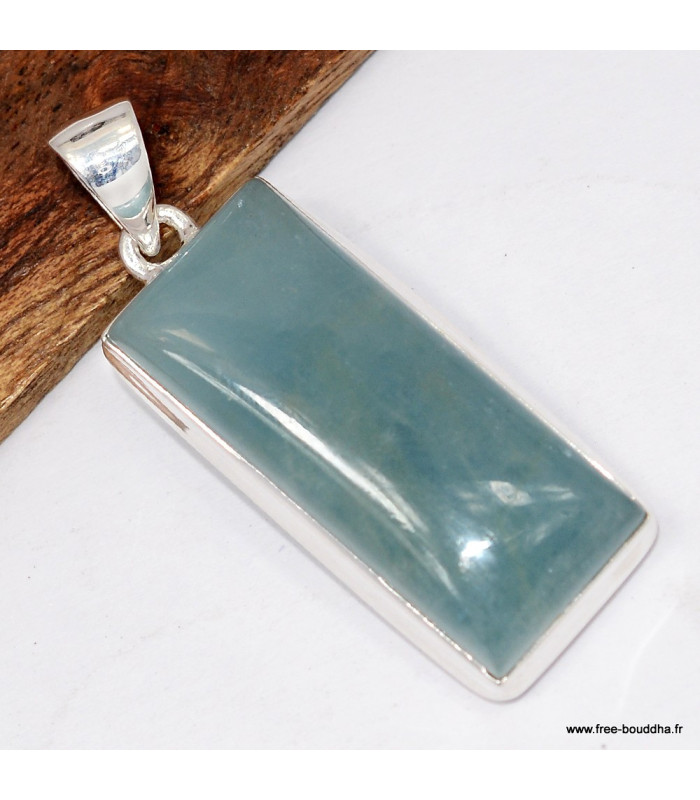 Long pendentif aigue-marine authentique