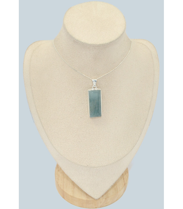 Long pendentif aigue-marine authentique