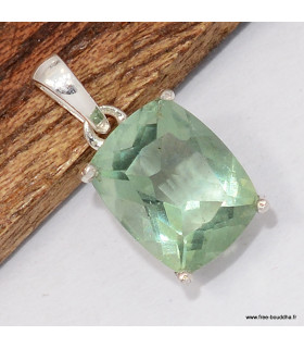 Pendentif argent Fluorite verte facettée