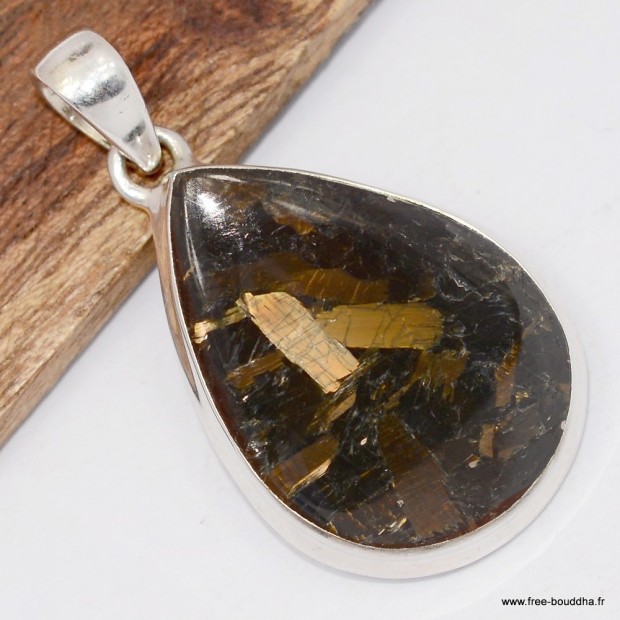 Pendentif Nuummite Authentique en Argent 925 – Forme Goutte