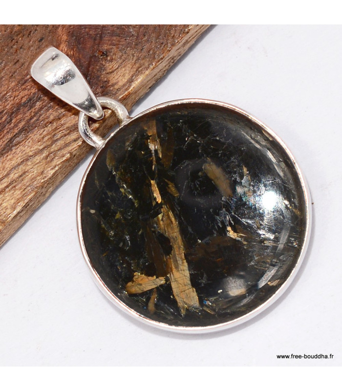 Pendentif en Nuummite Authentique – Forme Ronde